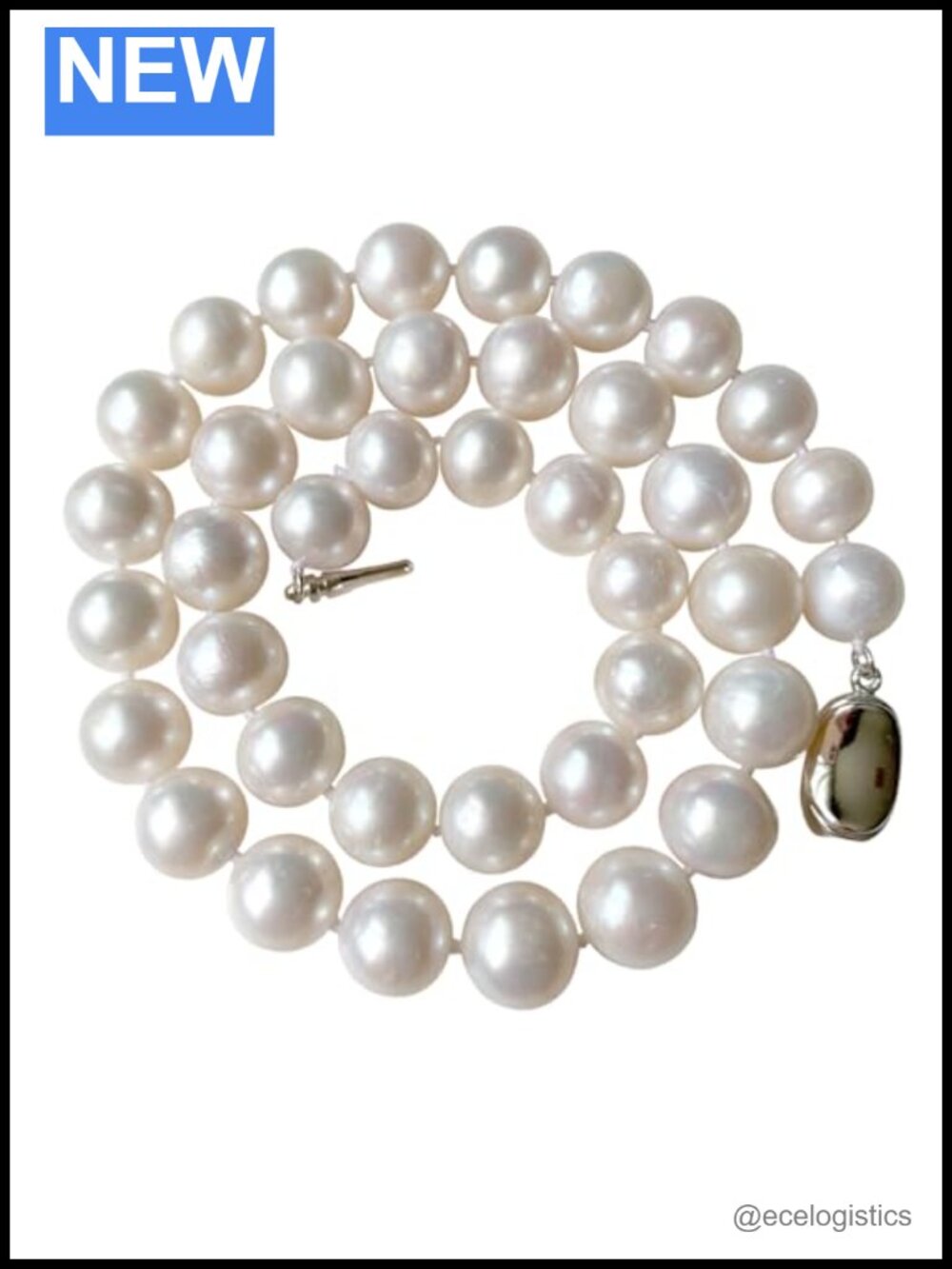 Cultured Freshwater Pearl Necklace 11-11.5mm Round 925 Sterling Silver 20 Inch